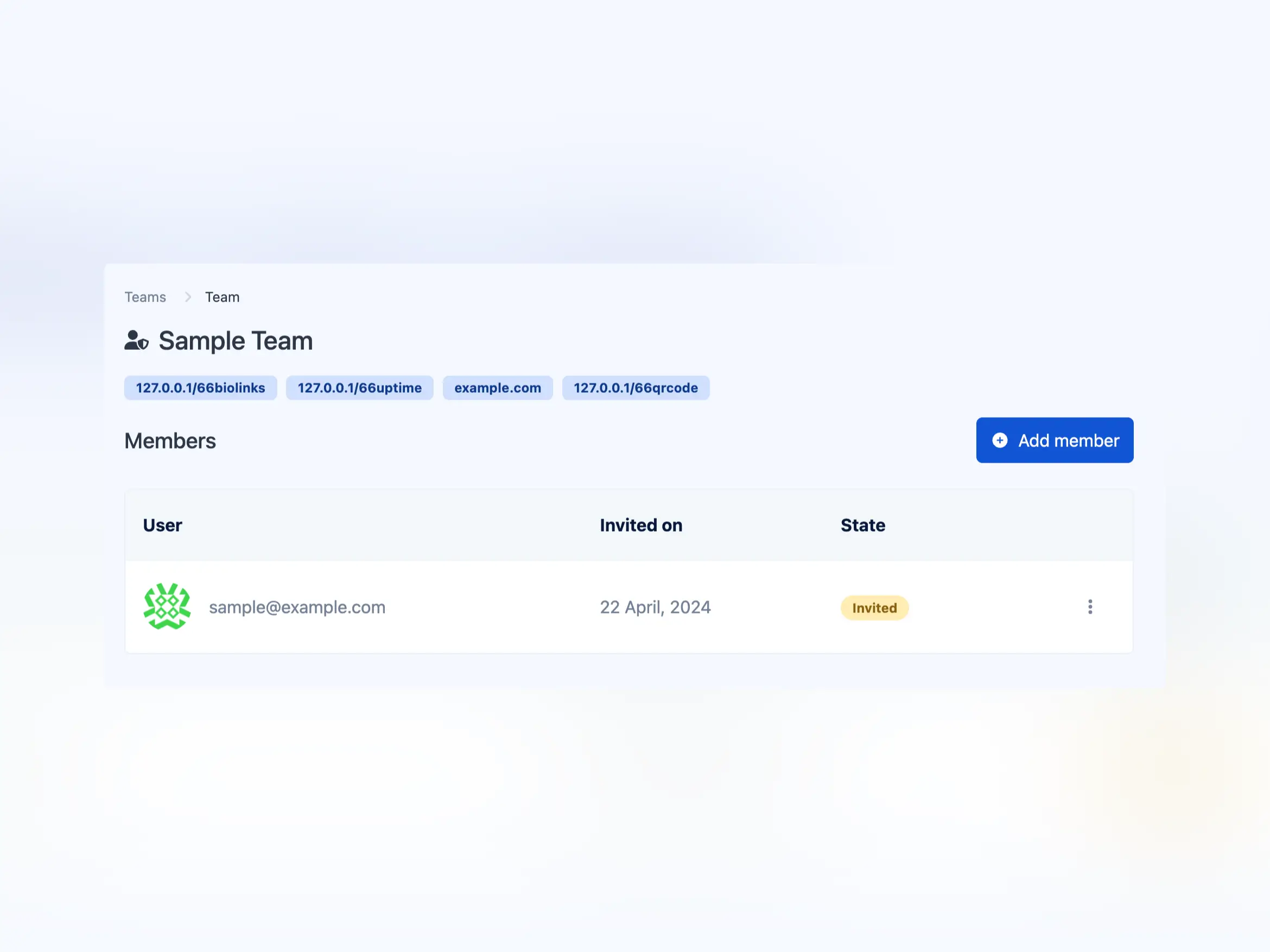 应用团队页面截图